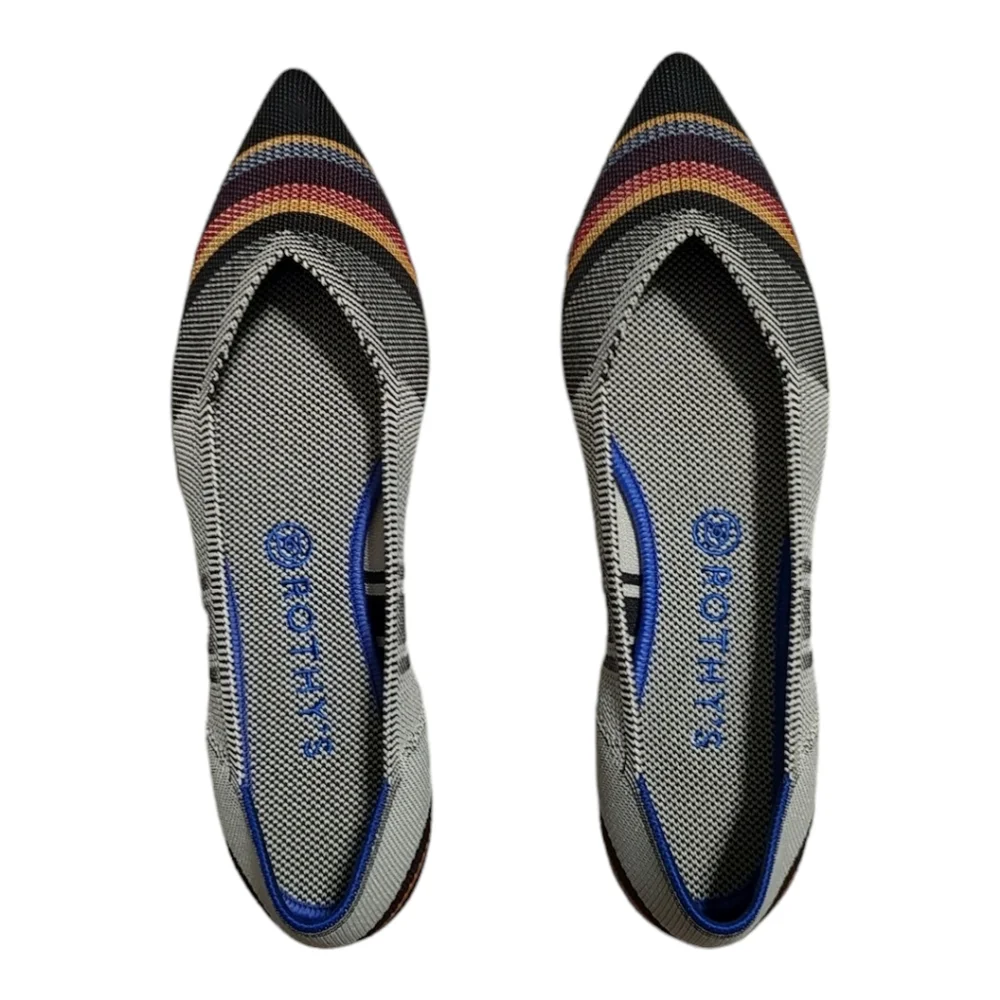 NEW Rothy's The Point Inverse Stripe Gray & Multicolor Flats Women's Size 10.5 - Picture 10 of 11